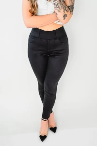 X398 Czarne spodnie damskie rurki SEPATI elastyczne dopasowane tregginsy z wysokim stanem xs s m l xl