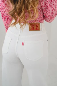 X267 Kremowe damskie jeansy Barrel z wysokim stanem - luźne spodnie z szeroką nogawką, rozmiary XS–XL