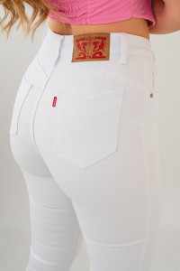 X270 Białe damskie spodnie jeansowe klasyczne modelujące rurki push up z wysokim stanem xs-xl