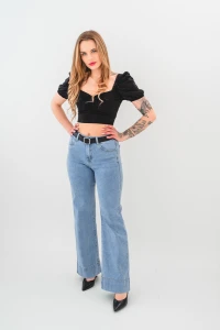 X265 Jeansowe damskie spodnie Wide Leg - jeansy z wysokim stanem i szerokimi nogawkami XS-XL