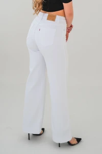 X261 Białe szerokie spodnie damskie Wide Leg - dopasowane elastyczne jeansy z wysokim stanem i szerokimi nogawkami XS-XL