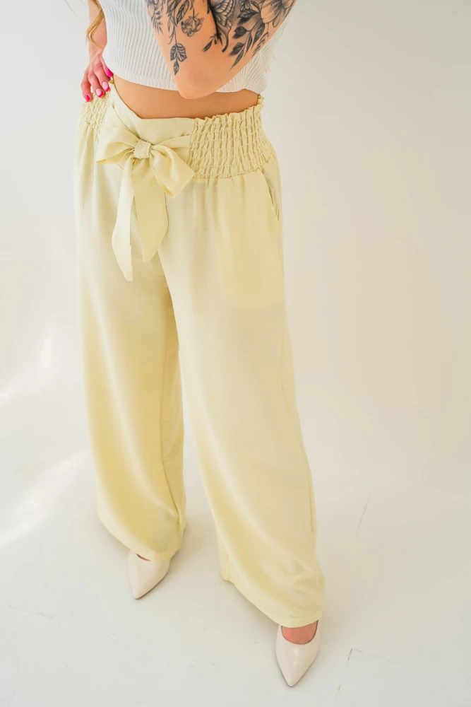 X234 Wiskozowe materiałowe spodnie damskie wide leg - przewiewne spodnie z szerokimi nogawkami i wiązaniem w pasie S/M-L/XL