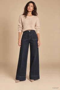 X190 Damskie jeansy wide leg czarne spodnie push up z wysokim stanem  i wydłużającym nogi kantem xs s m l xl