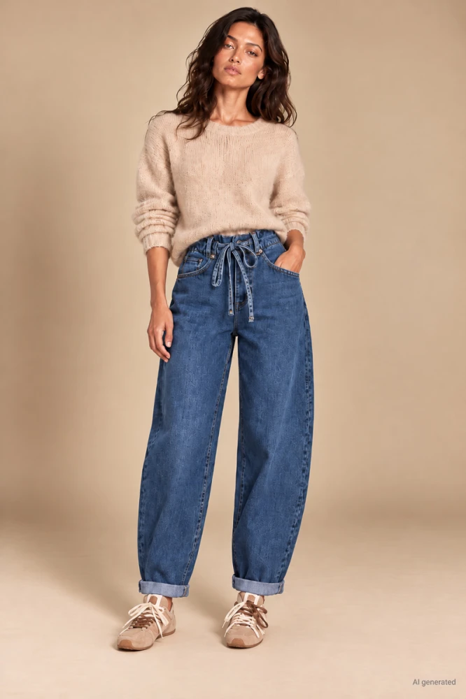 X174 Damskie jeansy mom fit niebieskie spodnie z wysokim stanem i elastyczną gumą w pasie xs s m l xl